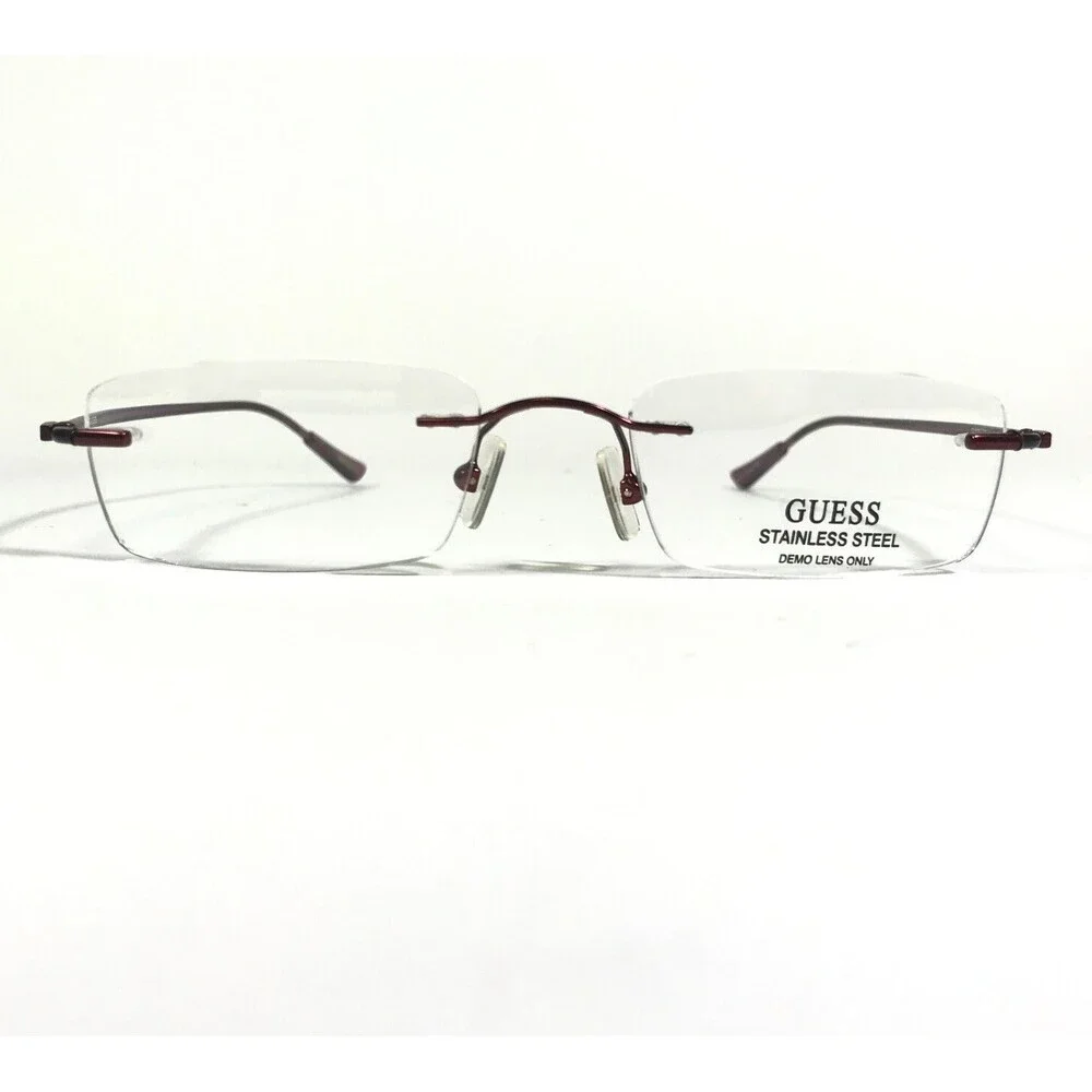 Guess Eyeglasses Frames GU1275 RD Red Rectangular Rimless 48-17-140